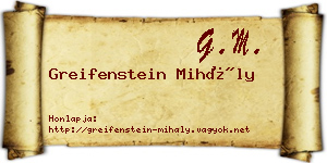 Greifenstein Mihály névjegykártya