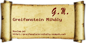 Greifenstein Mihály névjegykártya